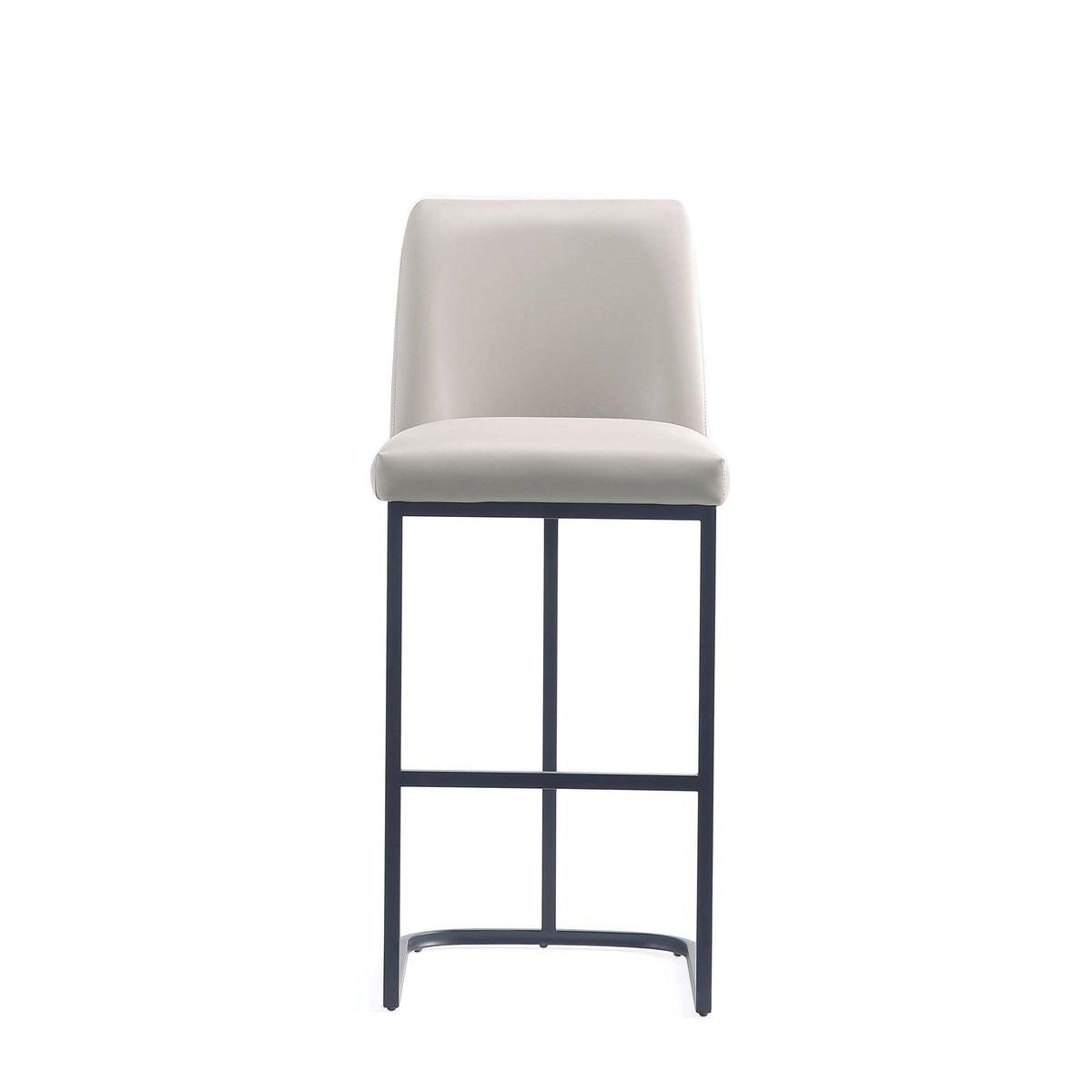 Serena Barstool beige upholstered seat and back with dark steel bar-height frame on Tampa Home & Garden Store