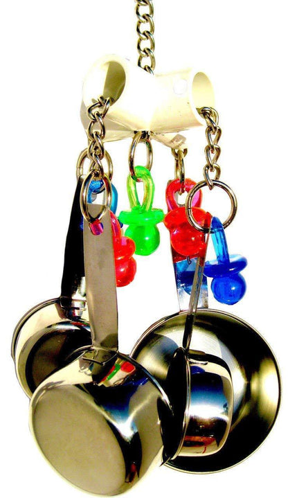 Parrot bite toy stainless steel four-pot string with colored beads on Tampa Home & Garden Store