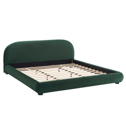 Dark Green Velvet Bed Frame and Headboard