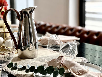 Stainless Steel Water Pitcher and Leather Handle