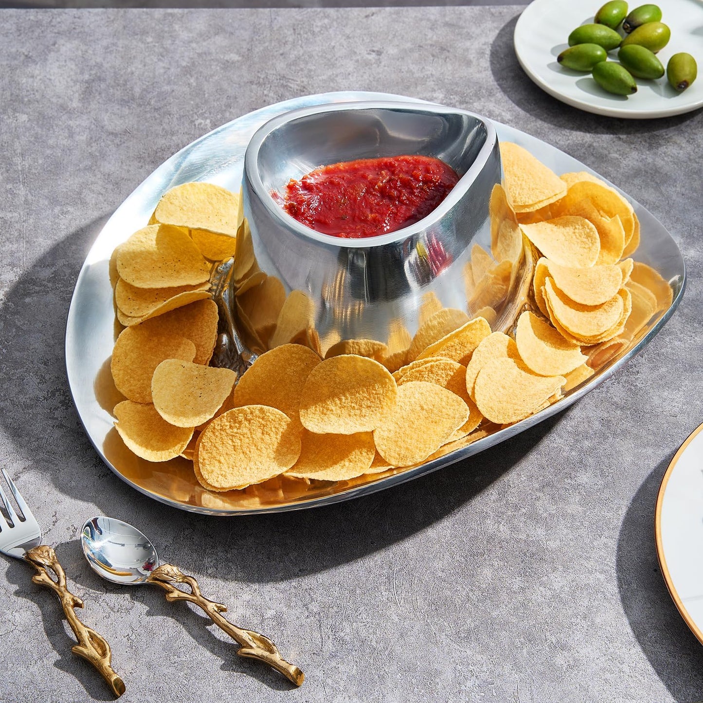 The Silver Brass Cowboy Hat Chip And Dip Bowl