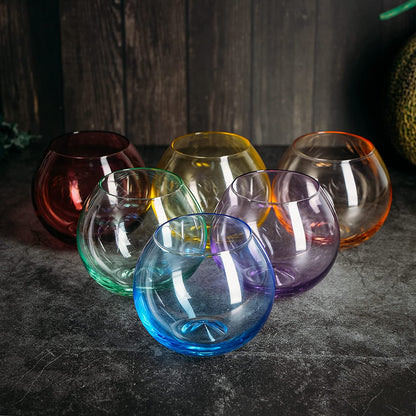 Set Of Hand Blown Colored and Stemless Glasses