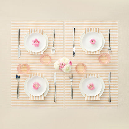 Beige and White Striped Disposable Napkins Set