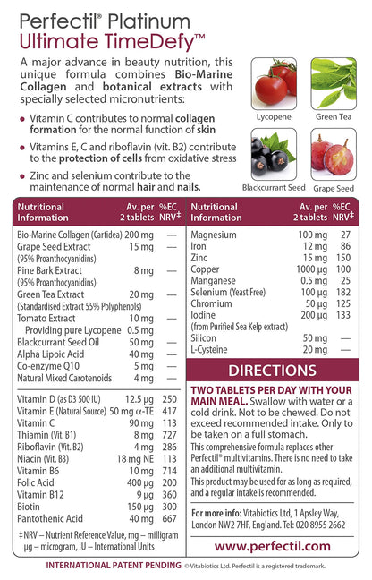 Perfectil Platinum supplement label with lycopene & grape seed icons by Beauty Care Bag on Tampa Home & Garden Store