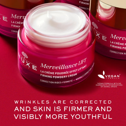 Nuxe Merveliance Lift face cream in pink jar with white cream 50ml vegan formula on Tampa Home & Garden Store