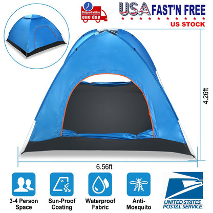 GemGear blue 4-person pop-up camping tent with waterproof fabric on Tampa Home & Garden Store