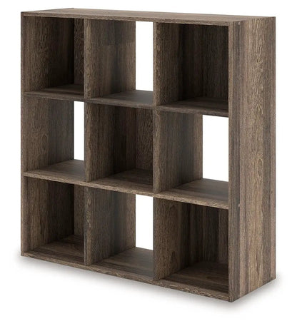 Shallifer Cube Organizer dark wood grain finish with 9 cubbies by Unique Piece Furniture on Tampa Home & Garden Store