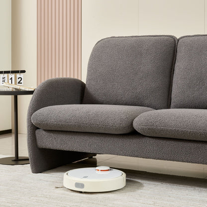 Compact loveseat sofa by HouseOfZazla in gray Sherpa fabric on Tampa Home & Garden Store