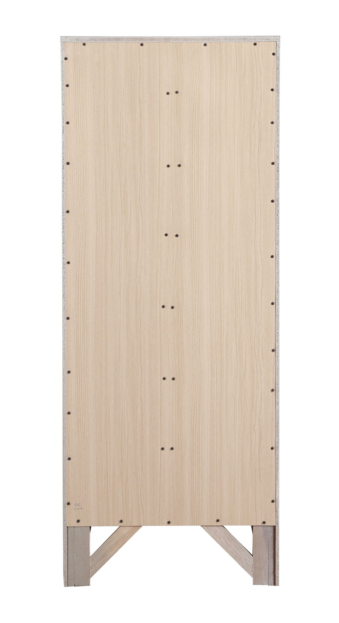 7-drawer lingerie chest in natural wood finish viewed from back with visible screws and cross-brace legs on Tampa Home & Garden Store