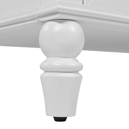 Bathroom vanity leg close-up in white solid wood with turned post detailing on Tampa Home & Garden Store