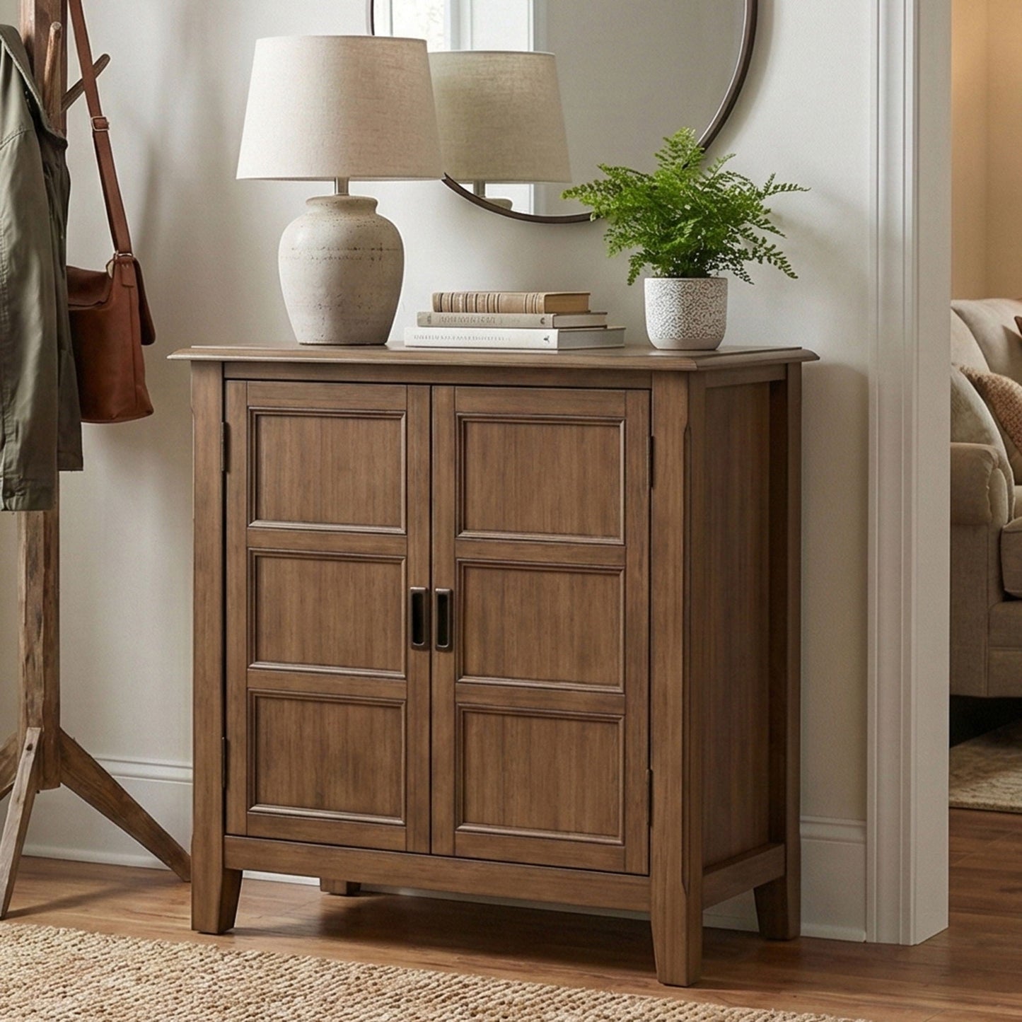 Burlington handcrafted low storage cabinet in wood with paneled doors by HouseOfZazla on Tampa Home & Garden Store
