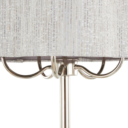 Lily Contemporary Table Lamp polished nickel with gray shade and curved arms on Tampa Home & Garden Store