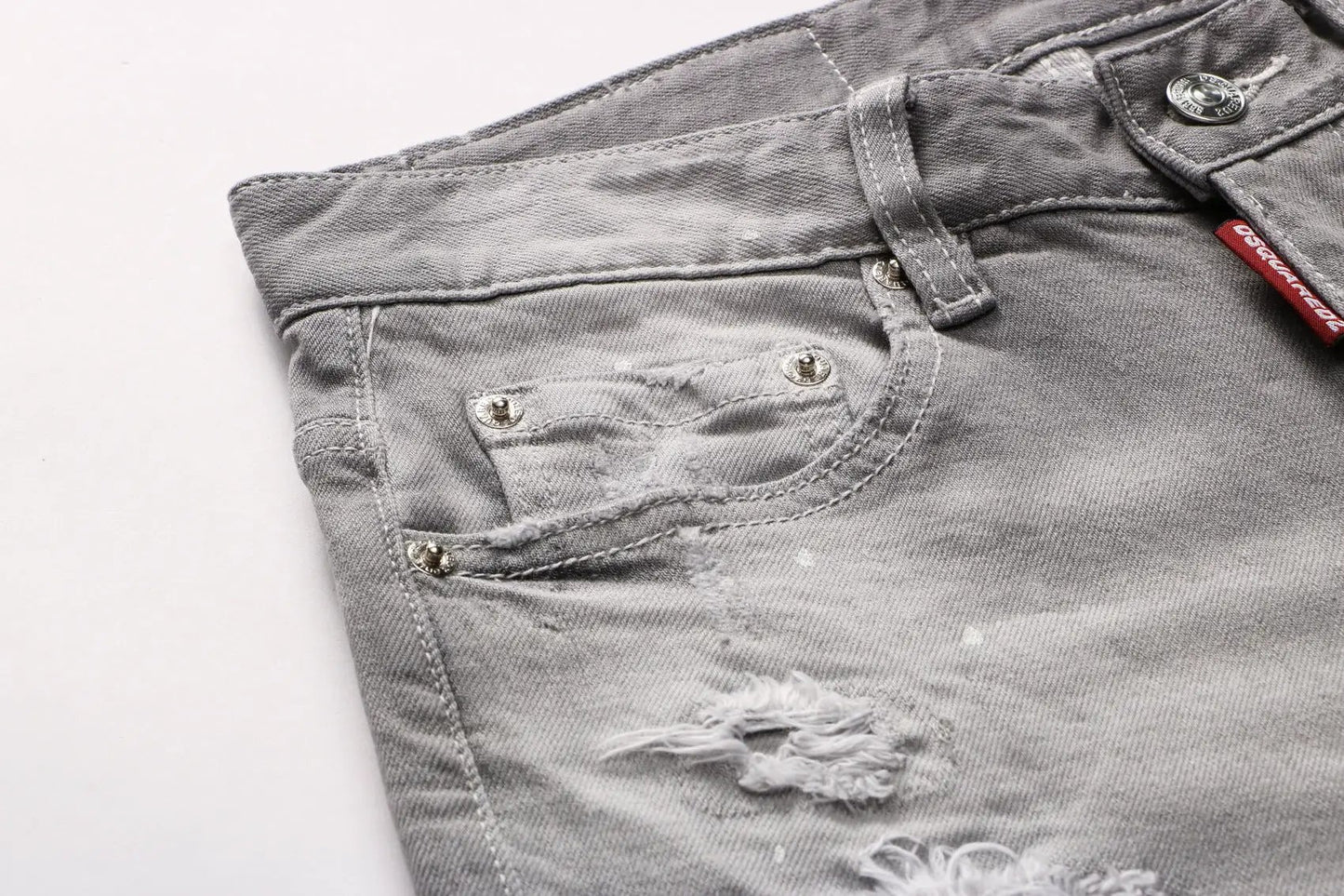 Grey Hong Kong Feng Shui Wash Slag Men's Jeans, distressed denim with rivets, FLIPSTYLEZLLC on Tampa Home & Garden Store