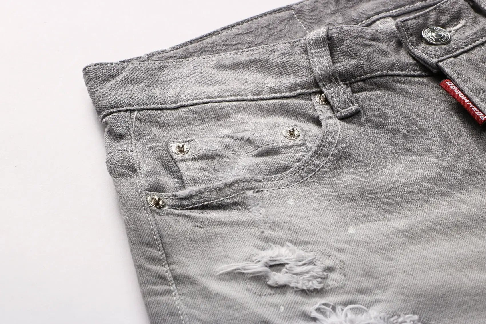 Grey Hong Kong Feng Shui Wash Slag Men's Jeans, distressed denim with rivets, FLIPSTYLEZLLC on Tampa Home & Garden Store