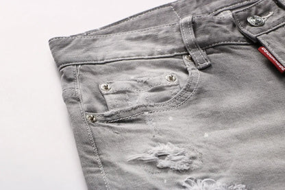 Grey Hong Kong Feng Shui Wash Slag Men's Jeans, distressed denim with rivets, FLIPSTYLEZLLC on Tampa Home & Garden Store