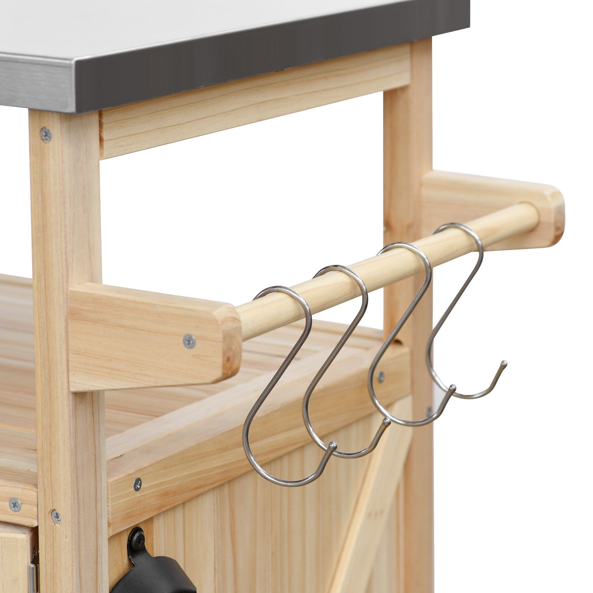 K&K Outdoor Kitchen Island natural wood frame with gray metal countertop on Tampa Home & Garden Store