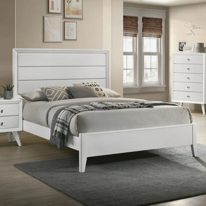 3 Piece Contemporary Bed Set with Wave Panels and Angled Legs in white by Unique Piece Furniture on Tampa Home & Garden Store