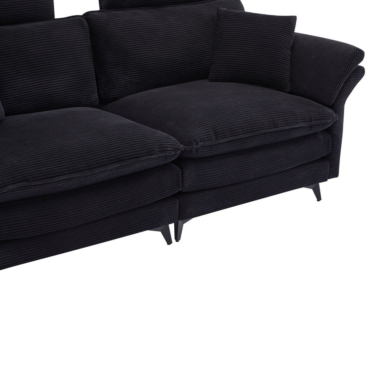 Modern Deep Seat Sectional Sofa With Ottoman by HouseOfZazla in black corduroy, 3-piece set on Tampa Home & Garden Store