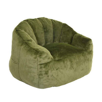 Beanbag sofa chair with armrests in olive green velvet, high-density foam filling HouseOfZazla on Tampa Home & Garden Store