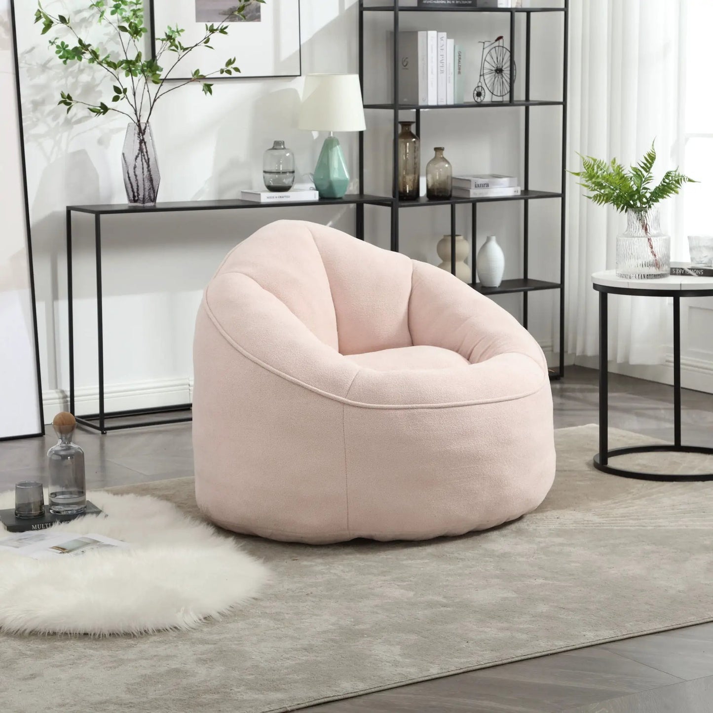 Bedding Bean Bag Sofa Chair High Pressure Foam With Footrest in soft pink for cozy seating on Tampa Home & Garden Store