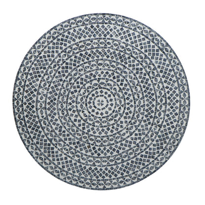 Capiz coffee table with pedestal base, round mosaic top in blue-gray tones on Tampa Home & Garden Store