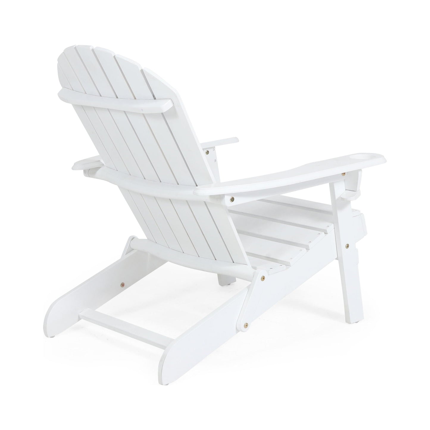 Zenithia outdoor foldable Adirondack chair with 2 cup holders, white folding arm chair on Tampa Home & Garden Store