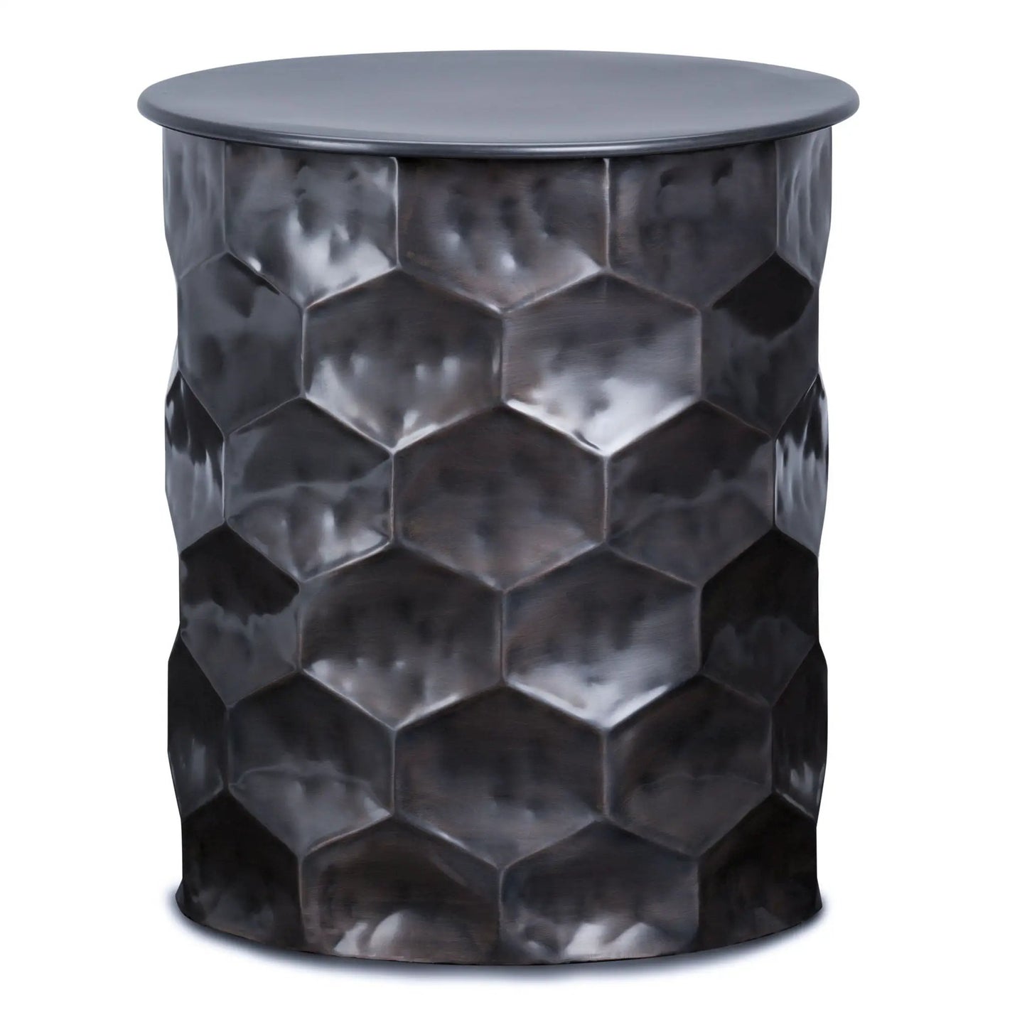 Whitney Handcrafted metal storage table by Unique Piece Furniture with dark hammered finish on Tampa Home & Garden Store