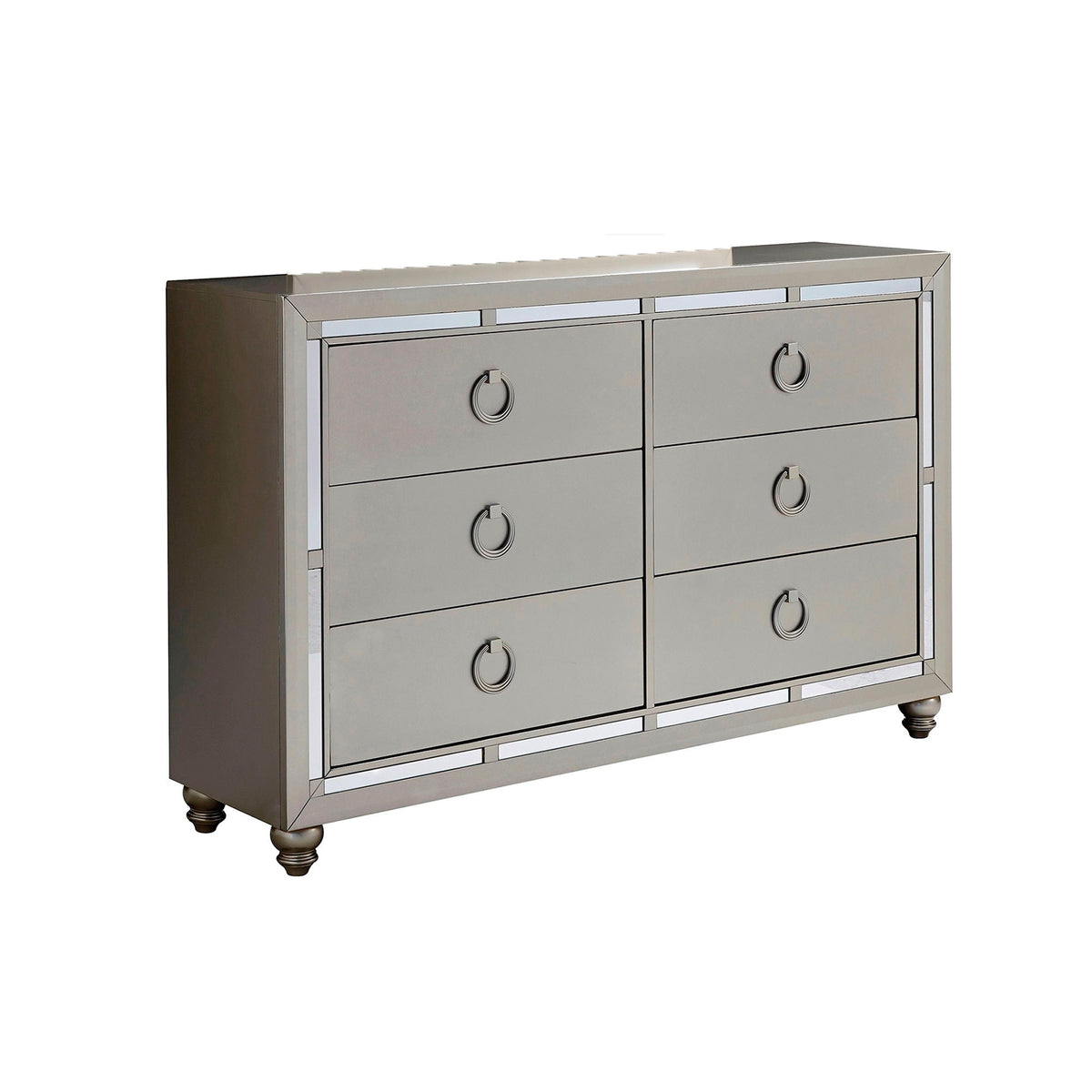 Gemstone Silver Dresser with Mirror Accents and ring pulls by HouseOfZazla on Tampa Home & Garden Store