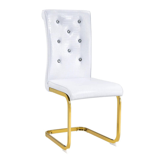 Alligator skin upholstered dining chair, crystal buttons, gold legs on Tampa Home & Garden Store