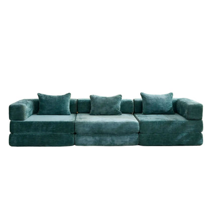 Teal velvet convertible floor sofa bed, boneless modular sectional futon from Unique Piece on Tampa Home & Garden Store
