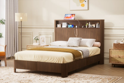 Full Extra Long Bed Frame and Storage Headboard