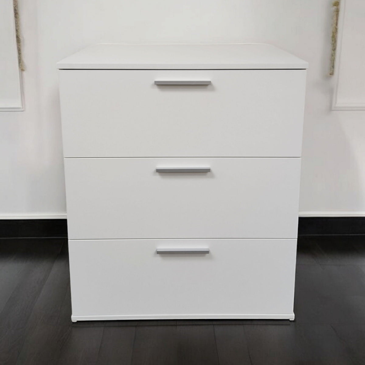 White 3-drawer modular jumbo chest with transformable storage, silver bar handles on Tampa Home & Garden Store