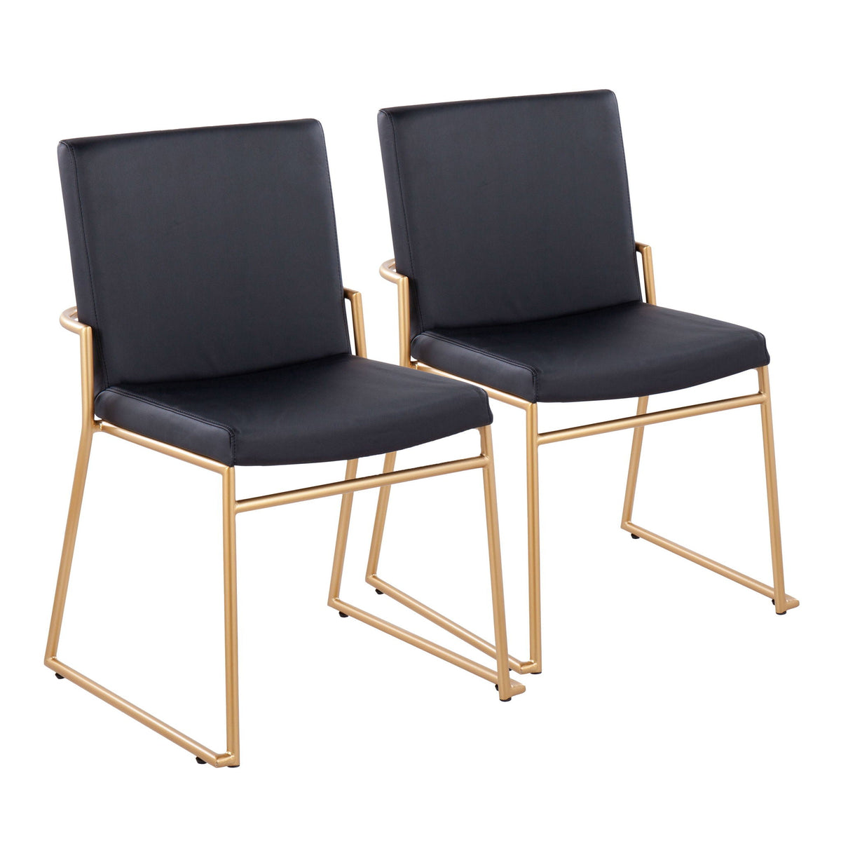Dutchess Contemporary Dining Chair Set with Metal Frame in dark gray or black, 2 chairs with gold-tone legs on Tampa Home & Garden Store