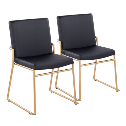 Dutchess Contemporary Dining Chair Set with Metal Frame in dark gray or black, 2 chairs with gold-tone legs on Tampa Home & Garden Store
