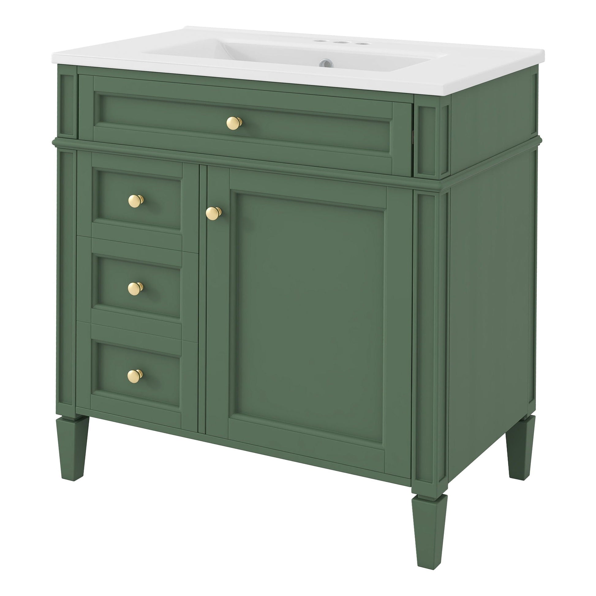 Bathroom vanity by HouseOfZazla in green with top sink and 2-drawer storage on Tampa Home & Garden Store