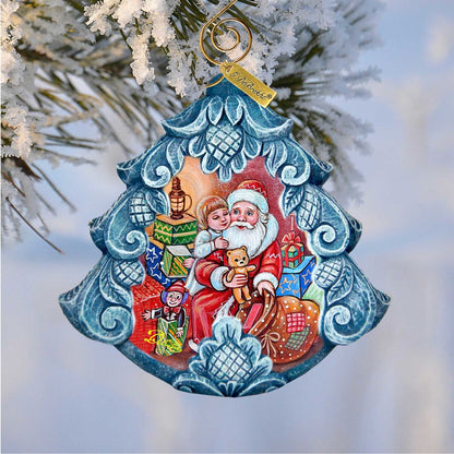 Gift Giver Santa ornament by G.DeBrekht, hand-painted sculpted holiday ornament with Santa on Tampa Home & Garden Store