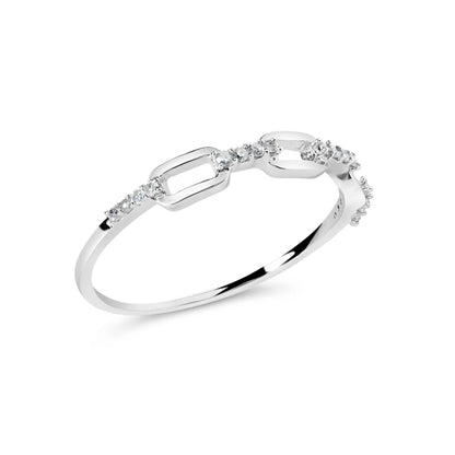 Sterling silver diamond-accent paperclip ring with linked segments, size 6, Bids.com on Tampa Home & Garden Store
