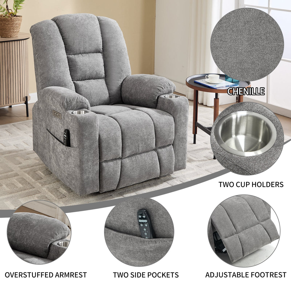 Power Lift Recliner Chair With Massage and Heat