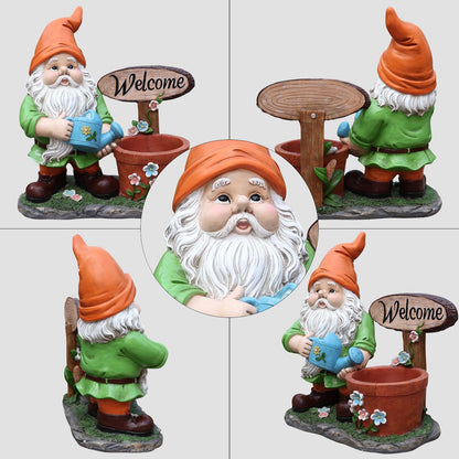 Welcome Outdoor Gnome and Flower Pot Planter