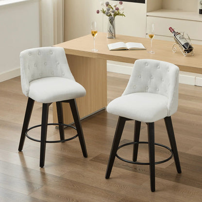 Swivel Bar Stools With Button Tufted Back 2 Pack