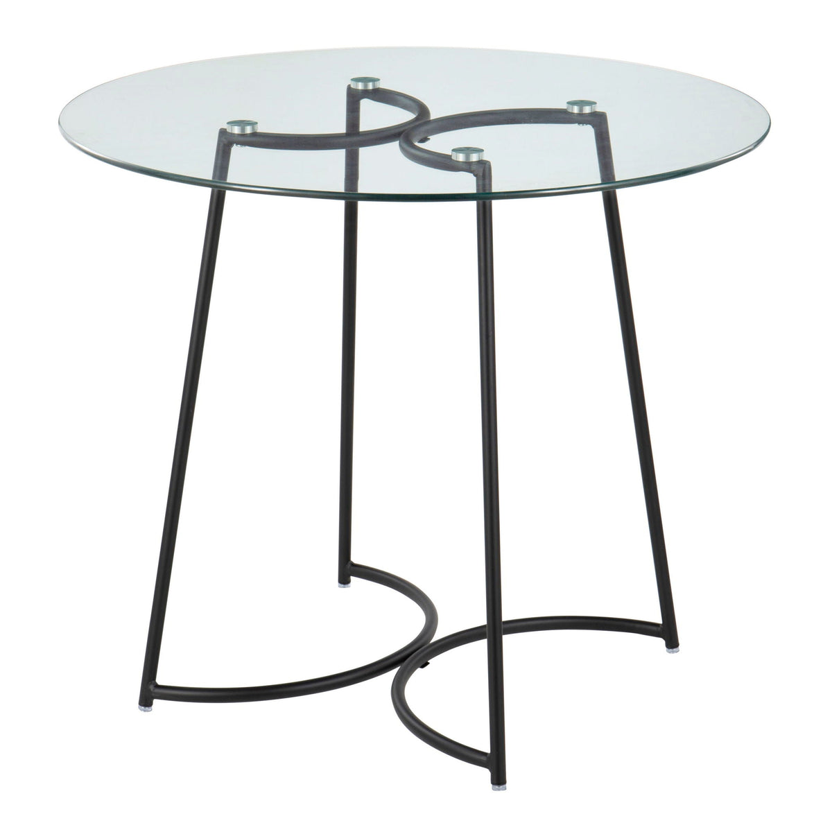 Cece Contemporary Glass Dinette Table with Black Metal Frame, round clear glass top on Tampa Home & Garden Store