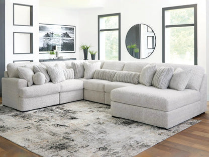 Cuddle Plush Stationary Sectional with light gray boucle cushions in a contemporary space on Tampa Home & Garden Store