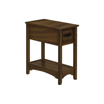 Walnut accent end table, narrow 2-tier with small front drawer and lower shelf on Tampa Home & Garden Store