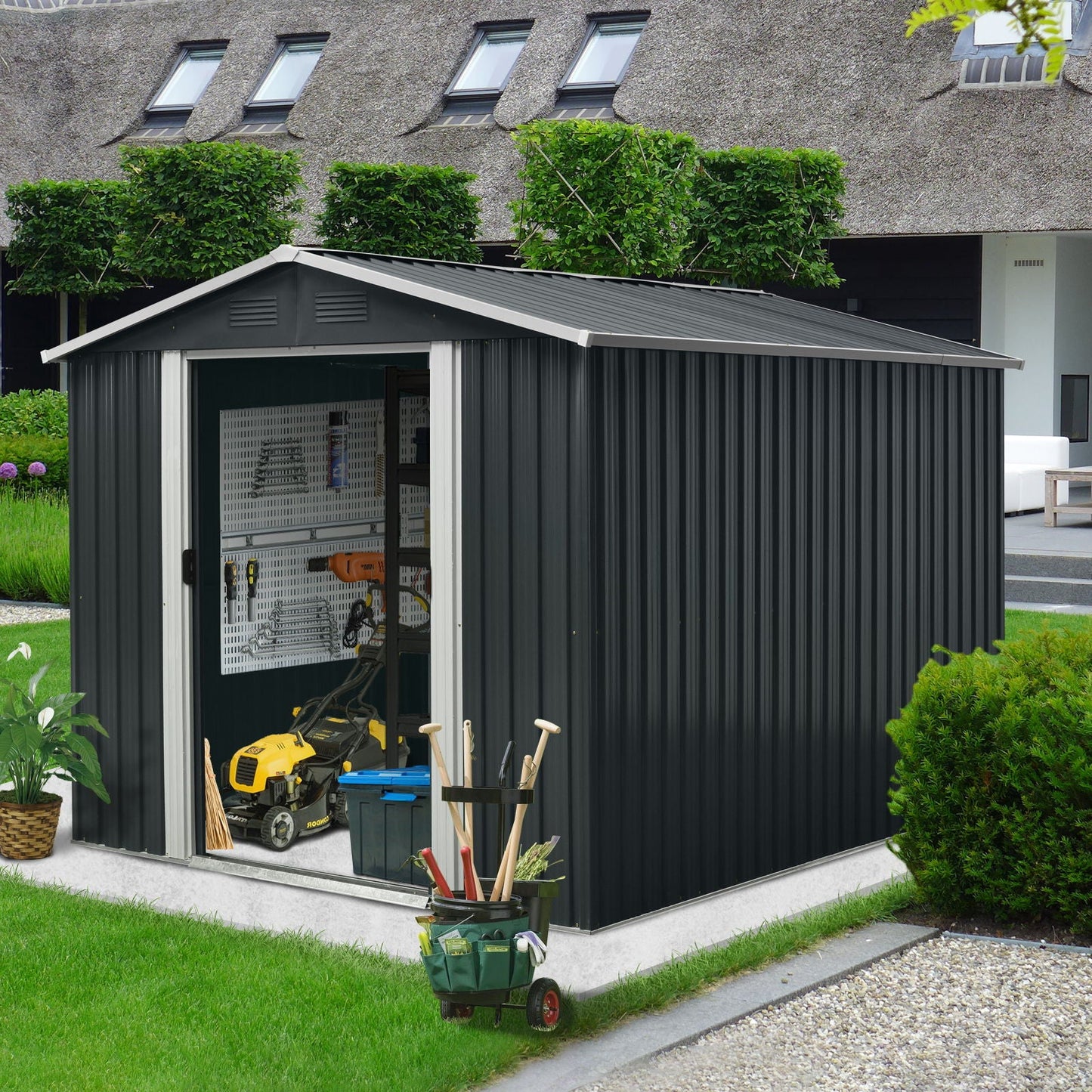 Outdoor Metal Storage Shed And Floor Base