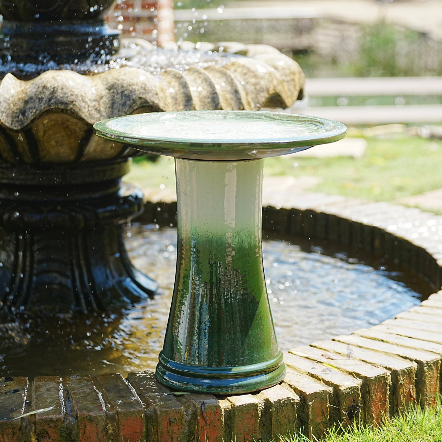 17 Inch Ceramic Bird Bath For Garden And Patio