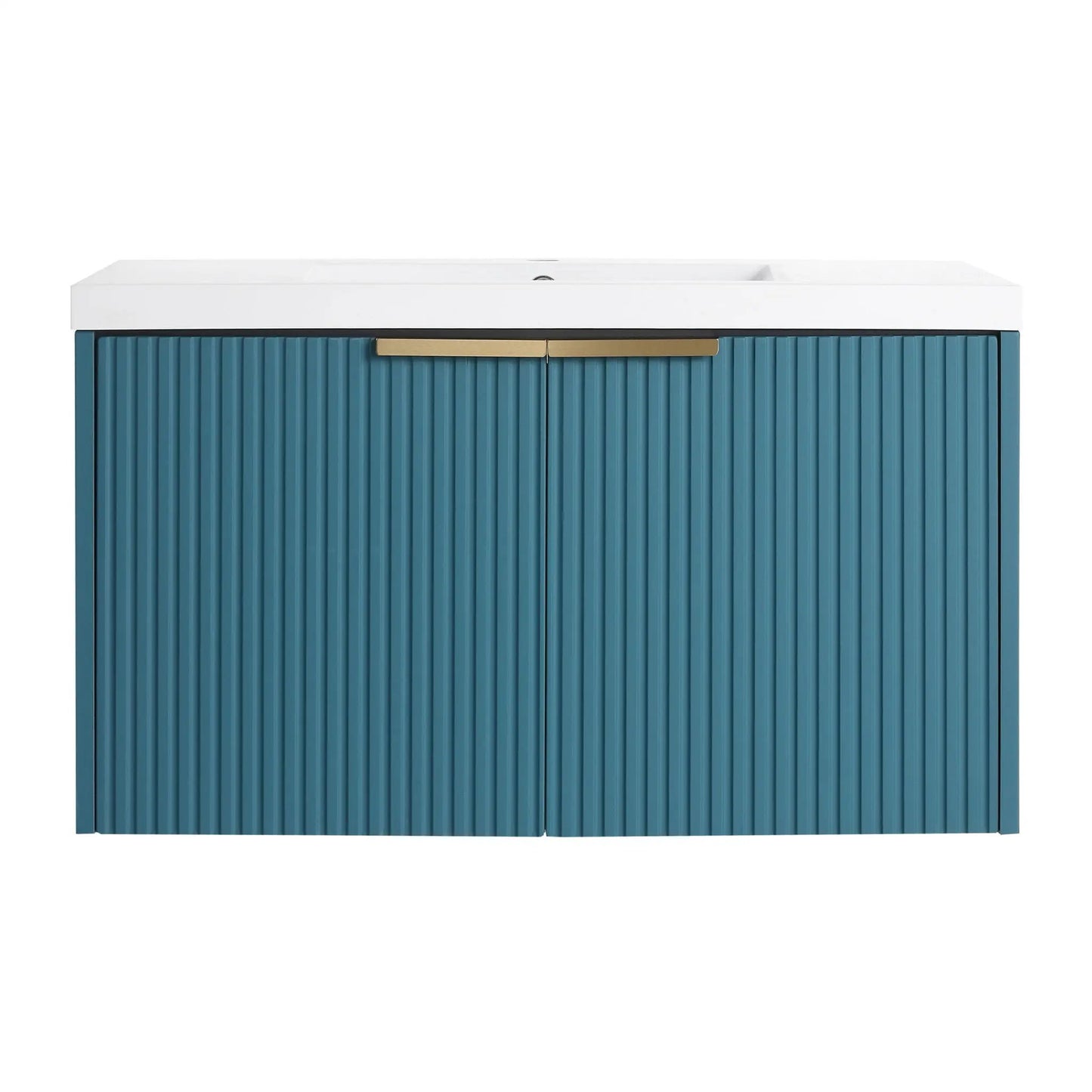 Modern Wall Mounted Vanity With Resin Double Sink