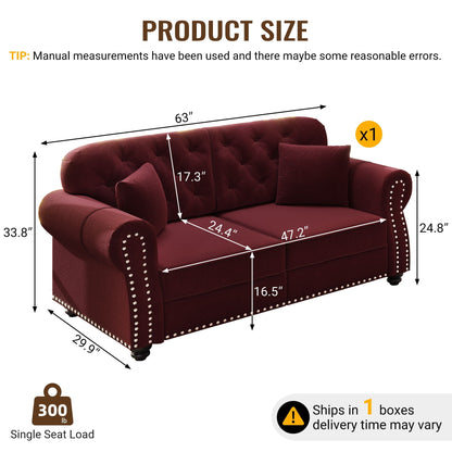 Plush Upholstered Chesterfield Sofa and Nailhead