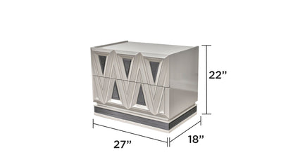 Lavita 4 Pc Queen Upholstered Bedroom Set geometric mirrored-front dresser on Tampa Home & Garden Store