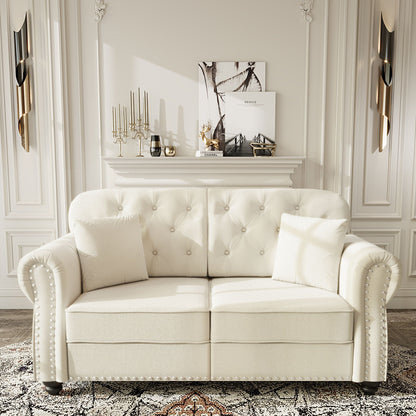 Plush Upholstered Chesterfield Sofa and Nailhead