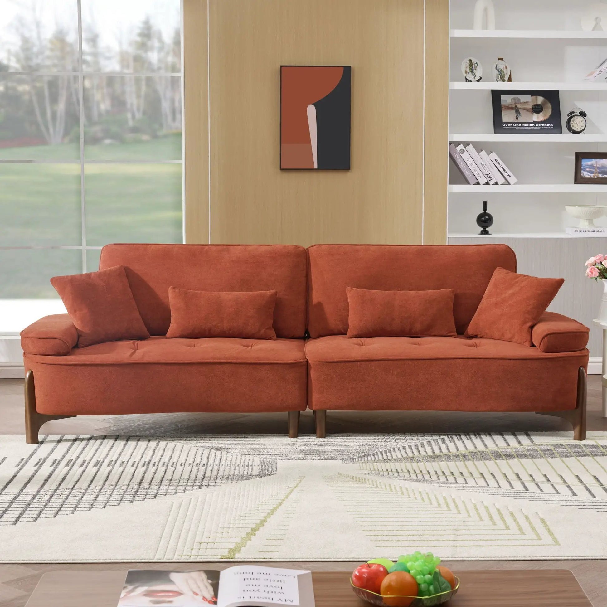 Comfortable Deep Seated Sofa With Pillows in rust orange by Unique Piece Furniture on Tampa Home & Garden Store